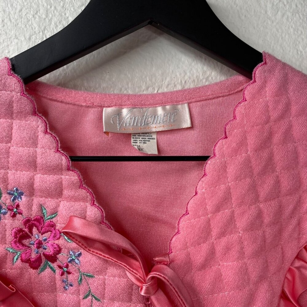 Vintage Vandemere Robe Womens Pink Sz L Brushed Fleece Cottage Core Grandma NWT - Picture 2 of 9